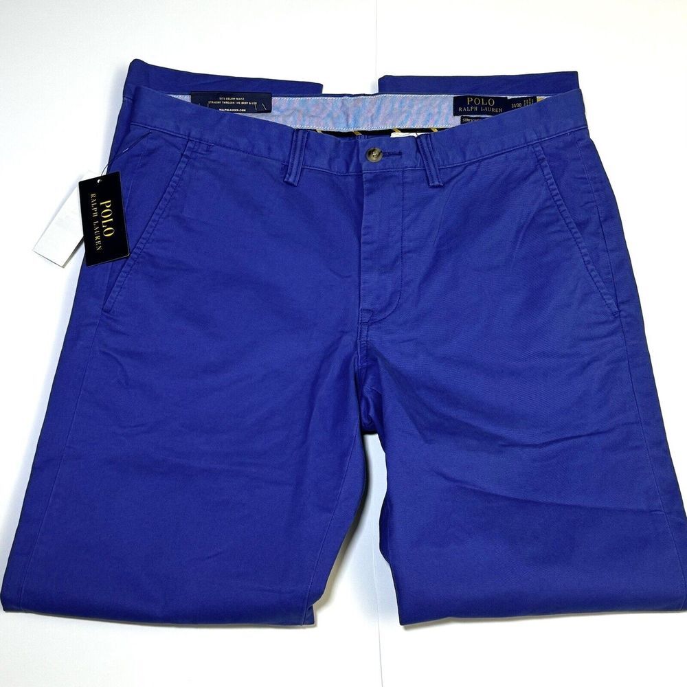 Polo Ralph Lauren Blue Stretch Straight Fit Cotton Twill Chino Pants Size 30x31 - Picture 3 of 8